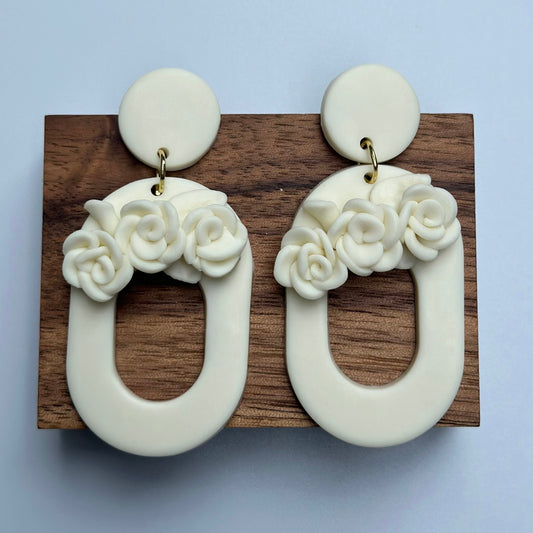 White Floral Dangles